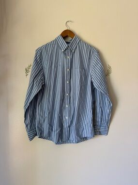 Dockers Medium- 15/15 1/2 Men's Blue Striped Button-Down Shirt